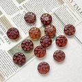 Detail of amber Czech glass beads with hand-painted star and moon patterns for DIY jewelry - 1 Piece Pack / Amber Brown (9#)