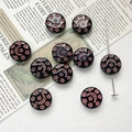 Detailed macro view of black Czech glass bead with gold moon and star patterns - 1 Piece Pack / Black (10#)