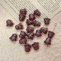 Macro view of vintage bell-shaped Czech glass beads in deep purple for DIY jewelry making - Dark Purple Style (19#)