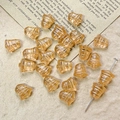 Macro detail of amber glass bell beads on vintage paper for DIY jewelry making - Amber Texture Style (23#)