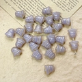 Detail of lilac bell-shaped Czech glass beads with golden grooves for DIY jewelry making - Lilac Style (24#)