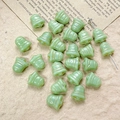 Detail of green bell-shaped Czech glass beads with gold stripes for DIY jewelry making - Green Gold Line Style (25#)