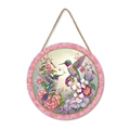 Spring hummingbird floral wooden welcome sign with pink border and gold glitter detail - Hummingbird Floral Style (B Style)