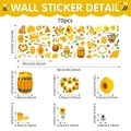 70pcs Bee window stickers set with honey and sunflower decals for kids room decor - 70Pcs Sunflower Honeycomb Elements (Style B)