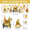 Cartoon bee and gnome wall stickers set with dimensions for nursery window decoration - Gnome Truck Sunflower (Style C)