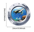 Detail of 3D porthole wall sticker with turtle, coral, and size marking 24cm - Porthole Sea Turtle And Coral (CT24Y10289J_T) / 24*24cm