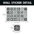 Black and white PVC wall sticker set with 24 geometric tiles and 95x63cm dimensions - Vintage Geometric Tile (TBW9384) / 15*15cm