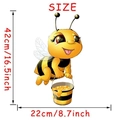 Cartoon bee wall sticker size guide 42x22cm for kids room window and wall decor - Bee Carrying Honey Bucket (Style G)