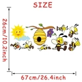 Cartoon bee wall stickers size dimension showing 67x26cm for kids room decor - Sun Cloud Honey Bee (Style H)