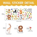 Cartoon animal wall decals with motivational text and layout dimensions for kids rooms - 70x30cm / Motivational Phrase Animal Style (UV20993T_R)