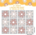 Bohemian daisy flower wall stickers set of 12 pieces in dusty pink and beige tones - Earth Tone Daisy (Style C) / 30x30cm (12 Pieces/Pack)