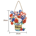 Patriotic July 4th Independence Day floral welcome wooden door sign 29x25cm - Flower Jar Welcome Style (Y24Y50281_Q)
