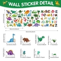 Détails des stickers muraux dinosaures aquarelle avec dimensions précises en cm et en pouces - Combinaison Alphabet Dinosaure (TBW1417)