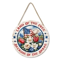 White wooden Independence Day welcome sign with American flag and tulip motifs - Tulip Brave Style (M24Y50155_Q)