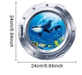 Adhesivo de pared 3D con orcas y peces, decoración marina redonda de 24cm - Ojo De Buey Orcas Y Peces (CT24Y10286J_T)