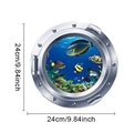 Adhesivo 3D ventana de submarino mundo marino con peces tropicales y coral, diámetro 24cm - Ojo De Buey Peces Tropicales (CT24Y10287J_T)