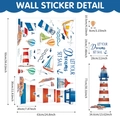 Dimensions détaillées du sticker mural nautique avec phare et voiliers décoratifs - Style Ensemble Phare et Bateau Nautique (UV20436T_T) / Ensemble de Neuf Feuilles