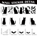 Detailed dimensions of Halloween wall stickers featuring black cats and bats silhouettes - Black Cat Bat Style(CT24Y10438T_T) / 20cm x 30cm