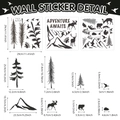Dimensiones detalladas de vinilos infantiles de bosque con montañas, árboles y animales - Silueta de aventura en el bosque (TBW9456)
