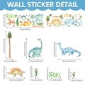 Dimensiones detalladas de pegatinas de pared de dinosaurios acuarela y motivos tropicales - Juego de Dinosaurios en Acuarela (UV24Y10198T_R) / 89x30.5cm