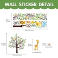 Detailed jungle animal wall sticker set with dimensions for elephant and giraffe - 101x42.5cm / Jungle Big Tree Style (TBW1238-UV)