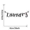 Creative black Laundry script wall decal with hanging line design for home decor - 61x12.5cm