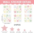 Dettagli di 210 adesivi murali a stella multicolore in cinque misure per cameretta - TBW9624-UV: 32*32cm*6 Fogli
