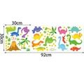 Stickers muraux dinosaures aquarelle pour chambre de garçon avec volcan et empreintes - Collection Dinosaure Colorée (TBW9522-UV)