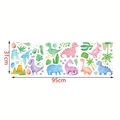 Aquarel dinosaurus muurstickers voor kinderkamer met T-Rex en cactussen 31x95cm - Aquarel Cartoon Dinosaurus (JBW8014) / 95x31cm