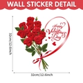 Valentine's Day wall sticker featuring red roses bouquet and heart ribbon, 32cm square size - Ribbon Rose Bouquet (CT70298T_T) / 32x32cm