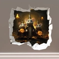 Adesivo murale 3D Halloween con topi maghi e zucche luminose per decorazione casa - Topo Stregone con Lanterna (D)