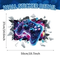 3D game controller wall sticker with purple lighting effect in broken wall style - Blue-Purple Broken Wall Controller Style (UV24Y10023T_R)