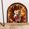 3D cartoon hamster wall sticker with holiday gifts for home living room decor - Hamster in Tree Hole with Gifts (F)