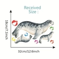 Watercolour seal and balls wall decal variant showing 18x32cm layout dimensions - Seal Family Style (Model N) / 18*32cm