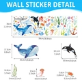 Cartoon ocean animal wall sticker set with whale and sea turtle for kids room - 99*30cm