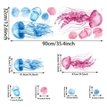 Watercolour jellyfish wall stickers in blue and pink for children's bedroom decor - 90*32cm