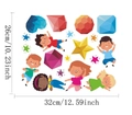 Cartoon kids and colorful geometric shapes wall sticker sheet size 32x26cm for school - Cartoon Kids Gems Stars (CT20960T_T) / 32x26cm