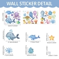 Cartoon ocean animal wall stickers set including whale and turtle for kids room - 32*28cm*3pcs