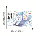 Self-adhesive watercolor ocean animal wall stickers with whales and turtles, 31x48cm size - 48*31cm