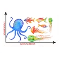 Ocean theme wall decals featuring blue octopus and watercolor sea creatures - 17*32cm