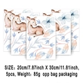 5-teiliges Set Wandtattoo Aquarell Reh und Blumen für Kinderzimmer 20x30cm Deko - 20x30 / Hirsch-Muster (UV5T8082T_T)