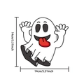 Detailed dimensions of 14cm playful Halloween ghost car sticker with red tongue - Playful Ghost Style (UV24Y10346T_T)