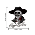 Detail view of Cowboy Skeleton car sticker with Say When text and size measurements - Western Cowboy Skull Style (CT20598EJ_T)