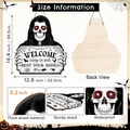 Detaillierte Ansichten des Halloween-Skelett-Türschilds aus wasserfestem Holz mit Holzmaserung - Pappelholz / Skelett Wandbehang