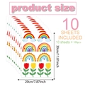 Lot de 10 planches de stickers muraux arc-en-ciel et fleurs avec nuages et tulipes - Style Arc-en-Ciel Tulipe (8P8006T_T) / 20cm*30cm*5 Feuilles