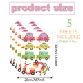 Boho-Fahrzeug-Wandsticker-Set mit 45 Cartoon-Autos und Taxis auf 5 Aufkleberbögen - Transport Stil (8P8015T_T) / 20cm*30cm*1 Blatt