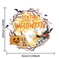 Detail showing Happy Halloween wreath dimensions 29x32cm with ghost and pumpkin decals - Ghost Skull Style (24Y10449)