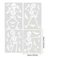 Set di 4 adesivi per Halloween con scheletri e pipistrelli misura 20x30cm - Stile Scheletro Danzante / 20x30cm