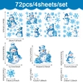 Set de 72 pegatinas navideñas de muñecos de nieve y copos en 4 hojas de PVC de 20x30cm - Muñeco de Nieve Copo de Nieve (Y10369T_T) / 4 piezas