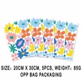 5er Set bunte böhmische Aquarell Gänseblümchen Wandaufkleber 20x30cm für Wohnzimmer - Handgemalte bunte Blumen (UV5T8012T_T) / 20x30cm